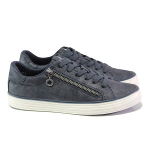 Сини спортни дамски обувки, здрава еко-кожа - всекидневни обувки за есента и зимата N 100012895