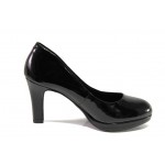 Черни дамски обувки с висок ток, лачена еко кожа - официални обувки за есента и зимата N 100012935