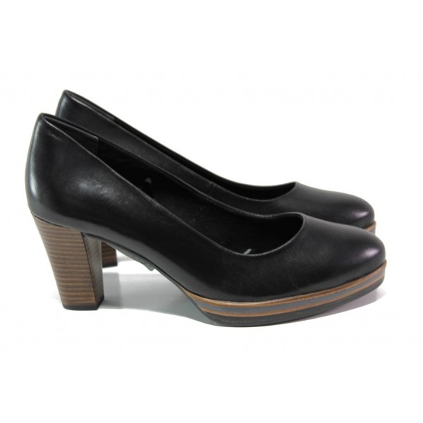 Черни дамски обувки с висок ток, естествена кожа - всекидневни обувки за есента и зимата N 100012939