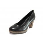 Черни дамски обувки с висок ток, естествена кожа - всекидневни обувки за есента и зимата N 100012939