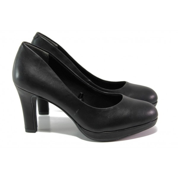 Черни дамски обувки с висок ток, здрава еко-кожа - официални обувки за есента и зимата N 100012937