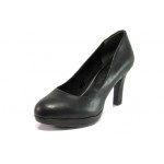 Черни дамски обувки с висок ток, здрава еко-кожа - официални обувки за есента и зимата N 100012937