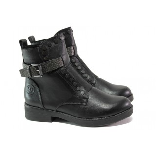 Черни дамски боти, здрава еко-кожа - ежедневни обувки за есента и зимата N 100012940