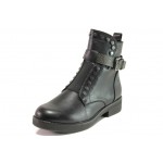 Черни дамски боти, здрава еко-кожа - ежедневни обувки за есента и зимата N 100012940