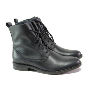 Тъмносини дамски боти, естествена кожа - всекидневни обувки за есента и зимата N 100013000