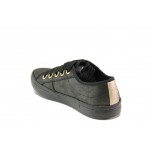 Черни дамски обувки с равна подметка, здрава еко-кожа - спортни обувки за есента и зимата N 100012948