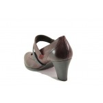 Винени дамски обувки със среден ток, естествена кожа - всекидневни обувки за есента и зимата N 100012943