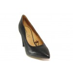 Черни дамски обувки с висок ток, естествена кожа - официални обувки за целогодишно ползване N 100012946