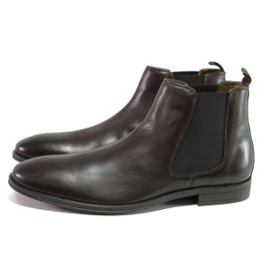 Кафяви мъжки боти, естествена кожа - ежедневни обувки за есента и зимата N 100012955