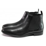Черни мъжки боти, естествена кожа - ежедневни обувки за есента и зимата N 100012954