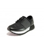 Черни дамски маратонки, еко-кожа и текстилна материя - спортни обувки за есента и зимата N 100012949