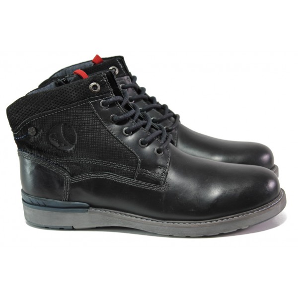 Черни мъжки боти, естествена кожа - ежедневни обувки за есента и зимата N 100012952