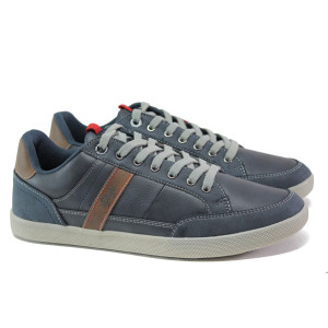 Сини мъжки спортни обувки, здрава еко-кожа - ежедневни обувки за целогодишно ползване N 100012985