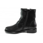 Черни дамски боти, естествена кожа - ежедневни обувки за есента и зимата N 100012980