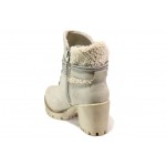 Бежови дамски боти, здрава еко-кожа - ежедневни обувки за есента и зимата N 100012977