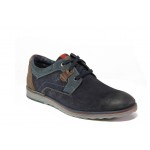 Тъмносини мъжки обувки, естествен набук - ежедневни обувки за есента и зимата N 100012982