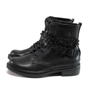 Черни дамски боти, здрава еко-кожа - ежедневни обувки за есента и зимата N 100012978