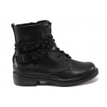 Черни дамски боти, здрава еко-кожа - ежедневни обувки за есента и зимата N 100012978