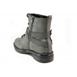 Сиви дамски боти, здрава еко-кожа - ежедневни обувки за есента и зимата N 100012979
