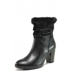 Черни дамски боти, естествена кожа и текстилна материя - ежедневни обувки за есента и зимата N 100012981
