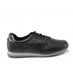 Черни спортни дамски обувки, естествена кожа - ежедневни обувки за есента и зимата N 100012976
