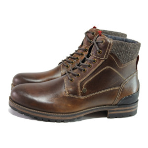 Кафяви мъжки боти, естествена кожа - ежедневни обувки за есента и зимата N 100012987