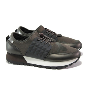 Кафяви дамски маратонки, еко-кожа и текстилна материя - спортни обувки за пролетта и лятото N 100012974