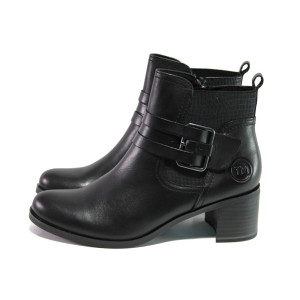 Черни дамски боти, естествена кожа - ежедневни обувки за есента и зимата N 100013013
