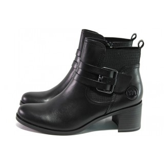 Черни дамски боти, естествена кожа - ежедневни обувки за есента и зимата N 100013013
