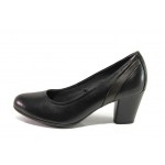Черни дамски обувки със среден ток, естествена кожа - всекидневни обувки за есента и зимата N 100013011