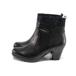 Черни дамски боти, естествена кожа - ежедневни обувки за есента и зимата N 100013012