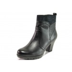 Черни дамски боти, естествена кожа - ежедневни обувки за есента и зимата N 100013012
