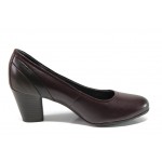 Винени дамски обувки със среден ток, естествена кожа - ежедневни обувки за целогодишно ползване N 100013017