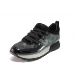 Черни дамски маратонки, еко-кожа и текстилна материя - спортни обувки за есента и зимата N 100013018