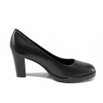 Черни дамски обувки с висок ток, естествена кожа - ежедневни обувки за целогодишно ползване N 100013016