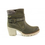 Зелени дамски боти, здрава еко-кожа - ежедневни обувки за есента и зимата N 100013019