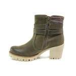 Зелени дамски боти, здрава еко-кожа - ежедневни обувки за есента и зимата N 100013019