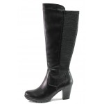 Черни дамски ботуши, естествена кожа и еко-кожа - ежедневни обувки за есента и зимата N 100013023