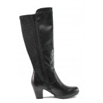 Черни дамски ботуши, естествена кожа и еко-кожа - ежедневни обувки за есента и зимата N 100013023