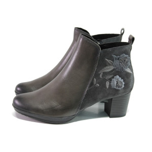 Сива дамски боти, естествена кожа - удобство и стил за есента и зимата N 100013025