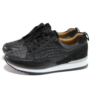 Черна спортни дамски обувки, естествена кожа - спортен стил за вашето ежедневие N 100013027