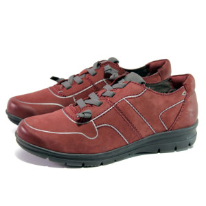 Винени спортни дамски обувки, естествен набук - ежедневни обувки за есента и зимата N 100013052