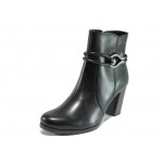 Черни дамски боти, естествена кожа - ежедневни обувки за есента и зимата N 100013061