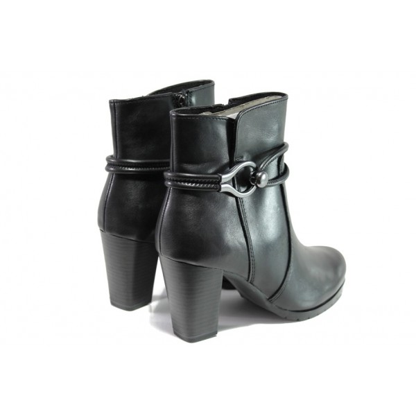 Черни дамски боти, естествена кожа - ежедневни обувки за есента и зимата N 100013061
