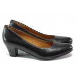 Черни дамски обувки със среден ток, естествена кожа - ежедневни обувки за целогодишно ползване N 100013069