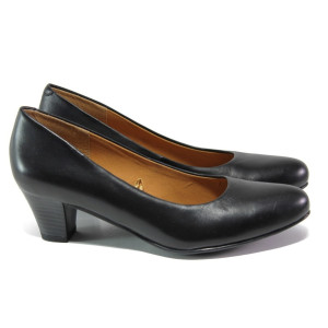 Черни дамски обувки със среден ток, естествена кожа - ежедневни обувки за целогодишно ползване N 100013069
