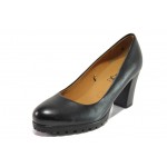 Черни дамски обувки с висок ток, естествена кожа - ежедневни обувки за целогодишно ползване N 100013068