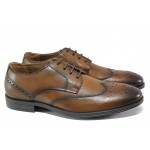 Кафяви мъжки обувки, естествена кожа - всекидневни обувки за есента и зимата N 100013062