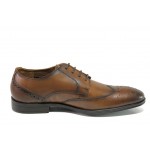 Кафяви мъжки обувки, естествена кожа - всекидневни обувки за есента и зимата N 100013062