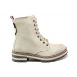 Бели дамски боти, здрава еко-кожа - ежедневни обувки за есента и зимата N 100013066